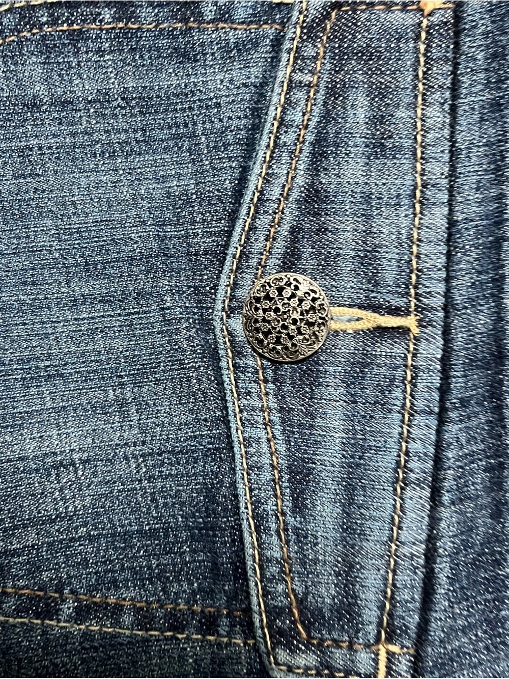 White House Black Market Indigo Denim Jeans with Decorative Button